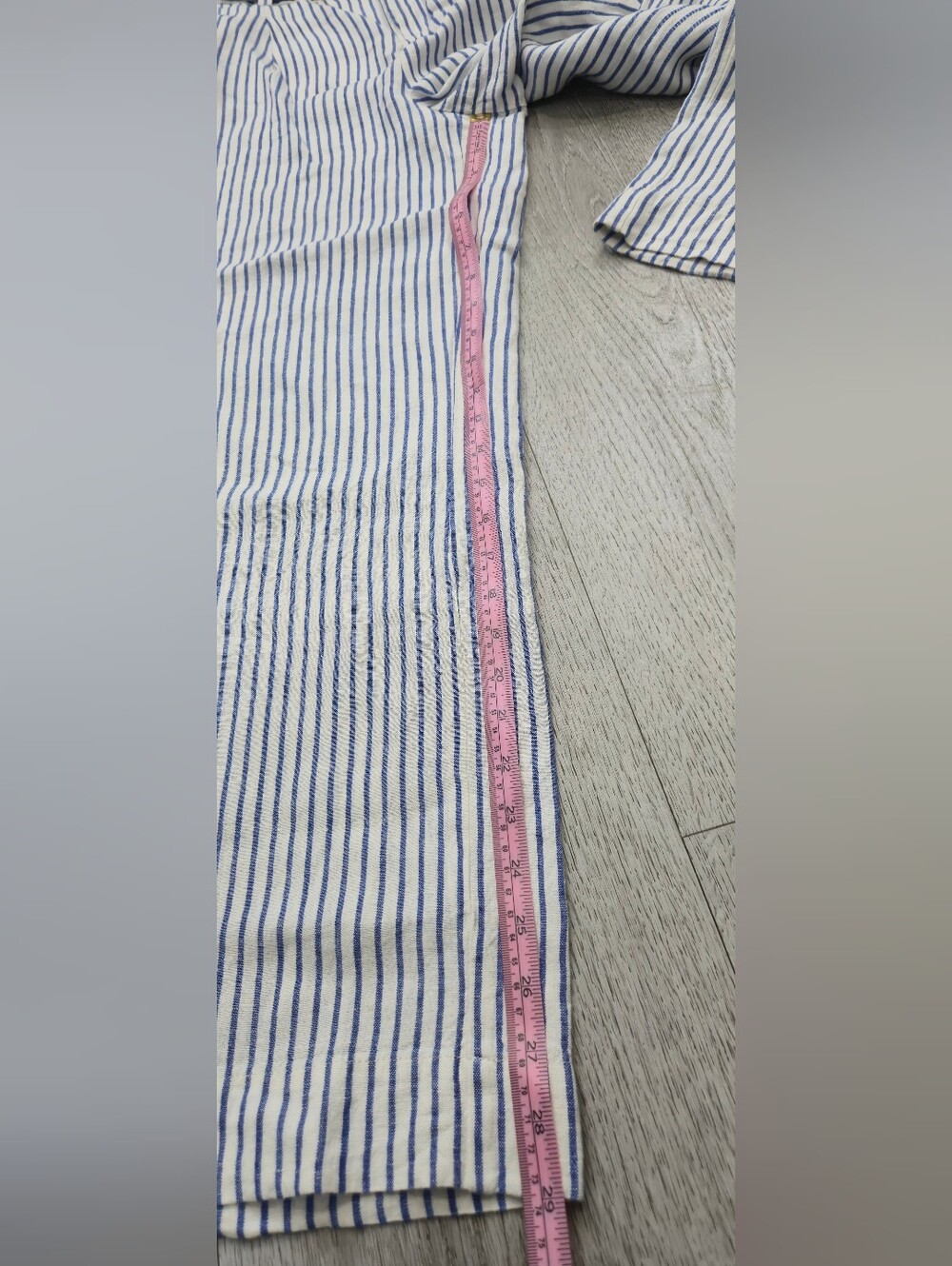 Madewell The Harlow Wide-Leg Pant 100% Linen Blue White Stripe Size 6 - Picture 10 of 16